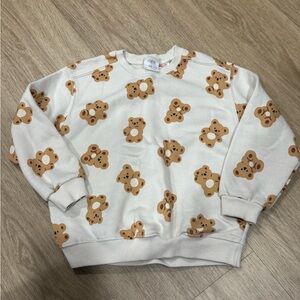 Zara Kids Teddy Bear Sweatshirt - Cream and Brown